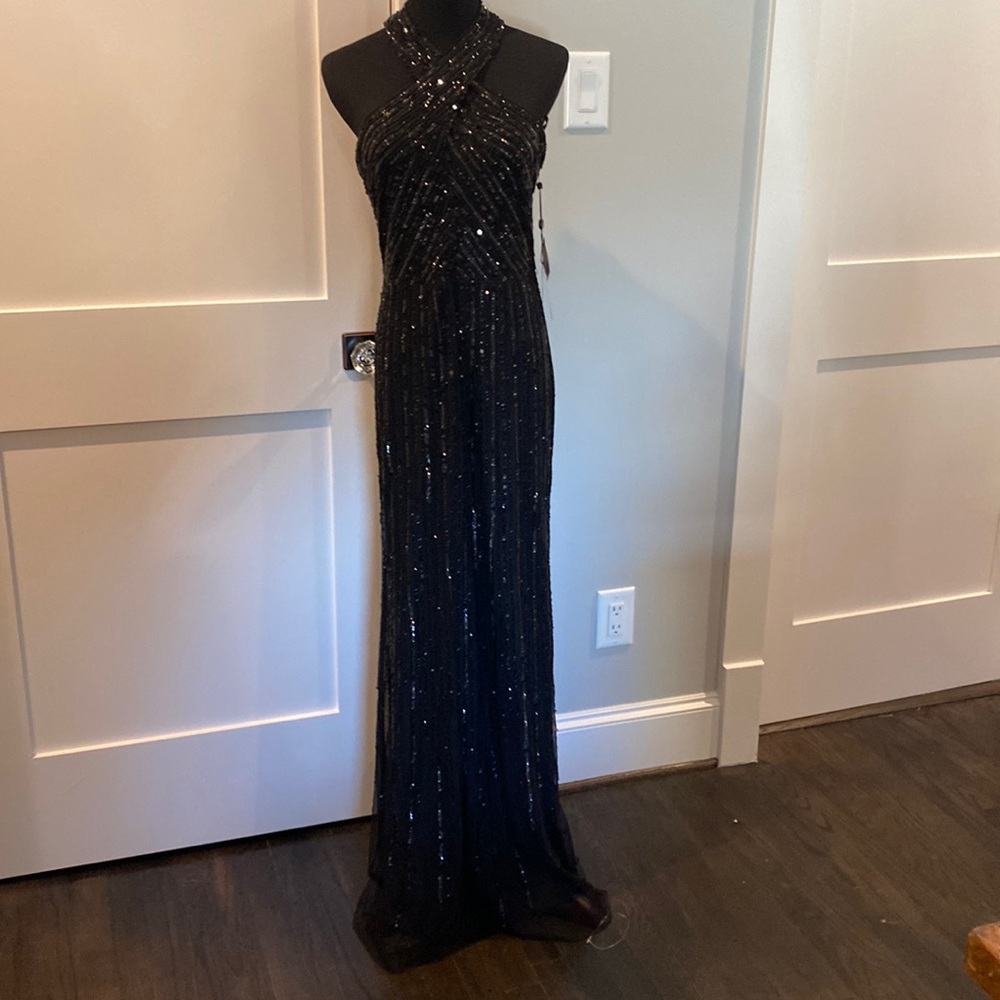 Adrianna Papell Black Sequin Gown